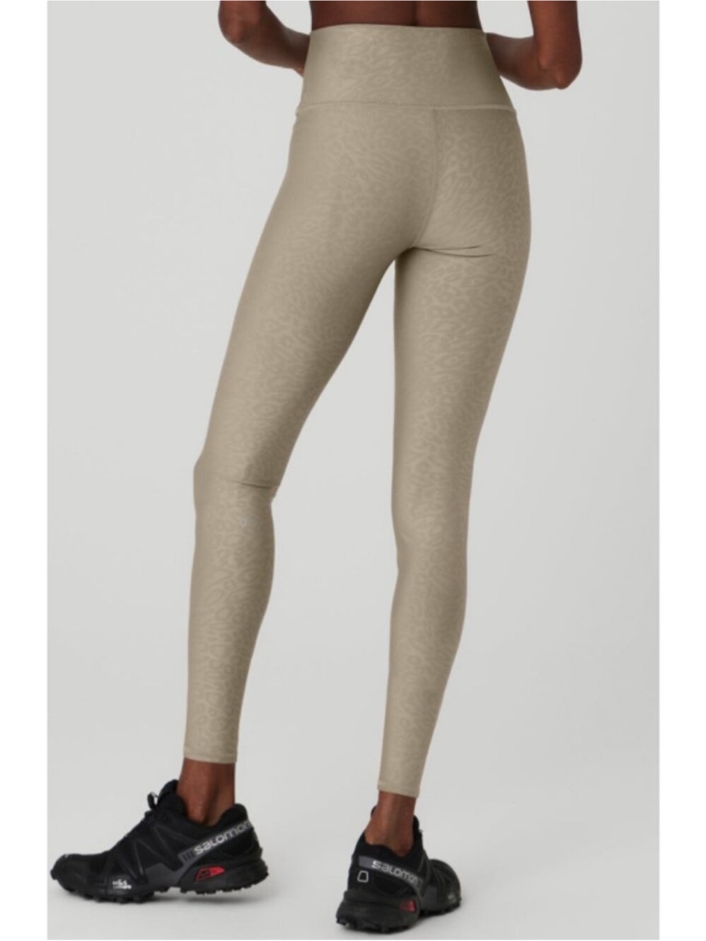 $140 ALO Airlift High-Waist Leopard Leggings Tan Animal Print Hi-Rise Size Small